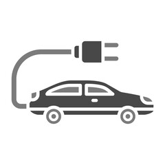Electric Car Greyscale Glyph Icon
