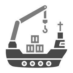 Cargo Ship Greyscale Glyph Icon
