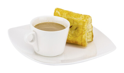 cup of coffee and croissant  isolated and save as to PNG file