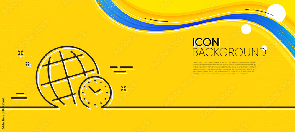 Poster time zone line icon. abstract yellow background. world clock sign. watch symbol. minimal time zone l