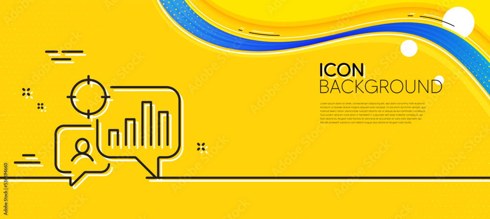 Poster seo statistics line icon. abstract yellow background. search engine optimization sign. analytics cha