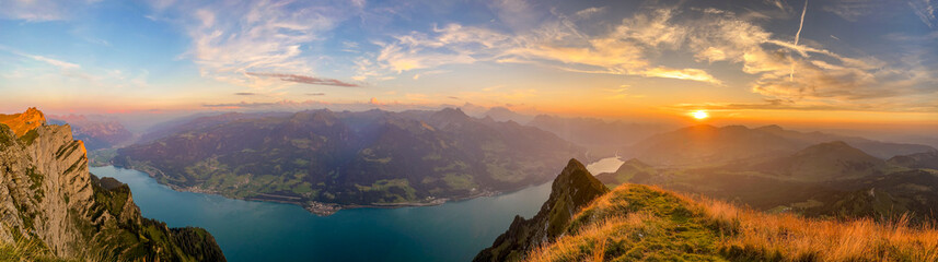 panorama at sunset in the mountains