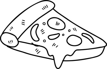 Hand Drawn sliced pizza illustration