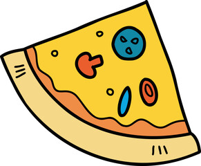 Hand Drawn sliced pizza illustration