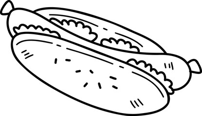 Hand Drawn delicious Hot Dog Bread illustration
