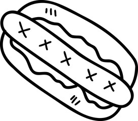 Hand Drawn delicious Hot Dog Bread illustration