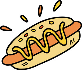 Hand Drawn delicious Hot Dog Bread illustration