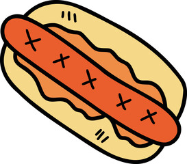 Hand Drawn delicious Hot Dog Bread illustration