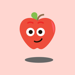 Art illustration sign logo vector symbol icon kawaii mascot doodle emoji fruits of red apple smile face