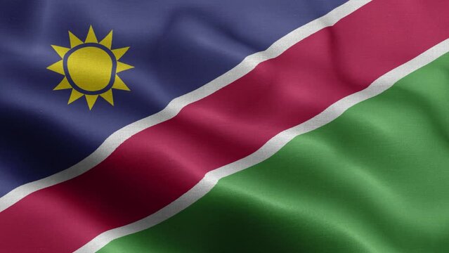 Flag Of Namibia - Namibia Flag High Detail - National flag Namibia wave Pattern loopable Elements - Fabric texture and endless loop - Highly Detailed Flag - The flag of fluttering in the wind - Flag