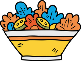 Hand Drawn delicious vegetable salad illustration