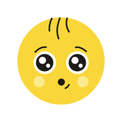 Interested round yellow character color line icon. Mascot of emotions.