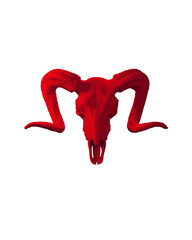 Red Ram Skull Occult Face Mask Satanic Halloween Horror Illuminati Symbol No Background 3d illustration render	