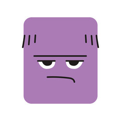 Pofigistic rectangular purple character color line icon. Mascot of emotions.