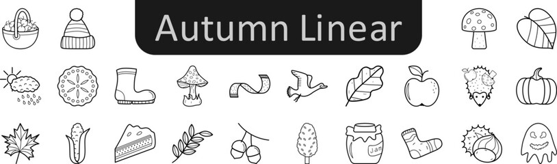 Autumn linear icons set. Web icon set. Website set icon vector