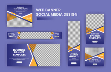 Obraz premium Web banner design template Set, Horizontal web banner. Modern Gradient cover header background for website design, Social Media Cover ads banner, invitation card design template