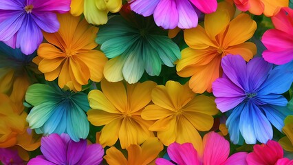 Obraz na płótnie Canvas Rainbow flowers, macro photography, illustration