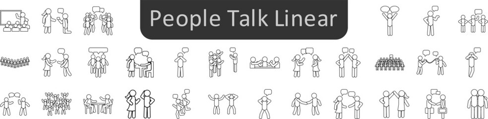People talk linear icons set. Web icon set. Website set icon vector