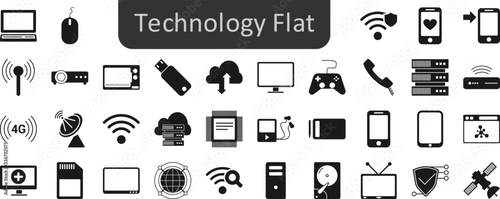 Aufkleber technology flat icons set. web icon set. website set icon vector