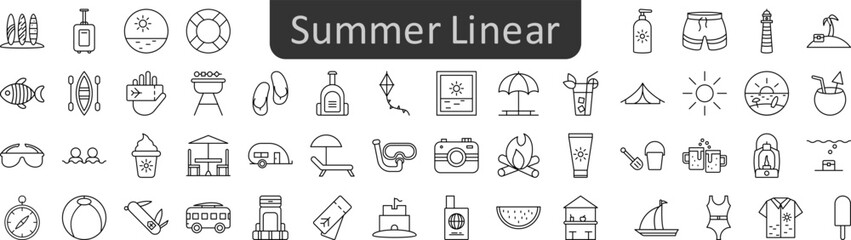 Summer linear icons set. Web icon set. Website set icon vector