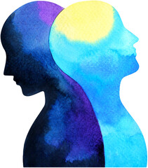 bipolar disorder mind mental health connection watercolor painting illustration hand drawing design symbol - 536702027