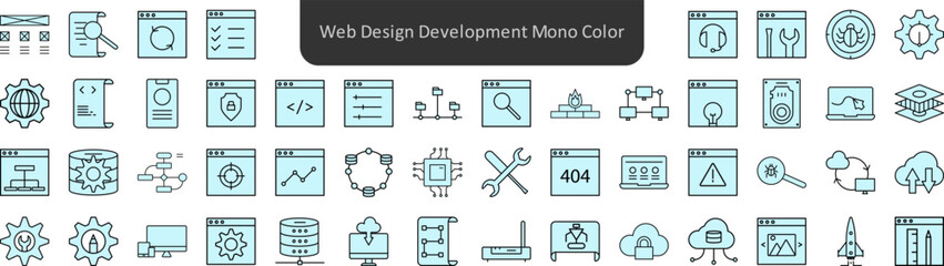Web design development mono color icons set. Web icon set. Website set icon vector