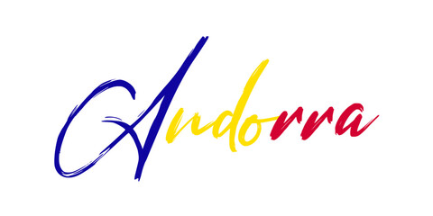 Andorra text  color sketch viector