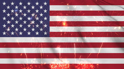 The United States of America flag seamless animation with fireworks. Best stock of flag nation...