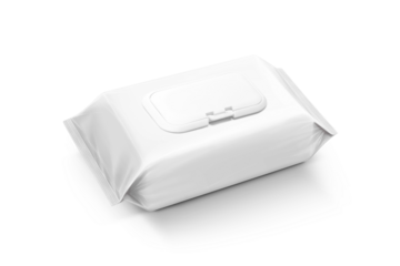 blank packaging paper wet wipes pouch with plastic cover for product design mock-up