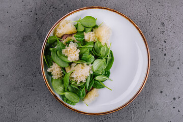 Salad with beef, artichokes and tree mushrooms