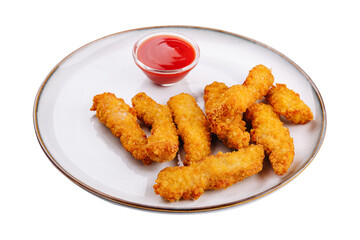 Chicken nuggets with sauce on plate