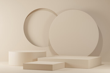 3d background products Show pedestal scenes with geometric platforms white background. with podium. Stand to display cosmetic products on stage. 3D rendering.