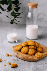 Tasty cookies and glass of milk
