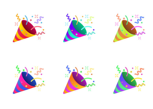 Confetti Party Popper Icon. Vector Illustration For Celebrate, Birthday Or Anniversary Isolated On White Background