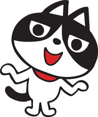 手描きのハチワレ猫　説明ポーズ