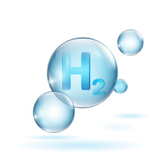 H2 molecule symbol. Blue hydrogen production concept.