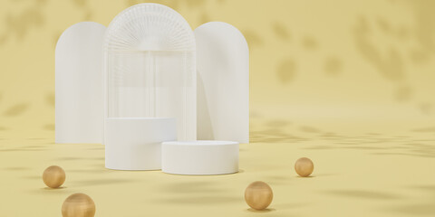 Natural beauty podium backdrop for product display with dreamy sky background. Romantic 3d scene. 3d rendering.