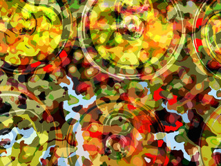Fototapeta na wymiar Several identical circles on a bright background