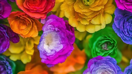 Fototapeta na wymiar Rainbow flowers, macro photography, illustration