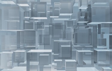 Abstract geometric background from transparent cubes, futuristic background, 3d render