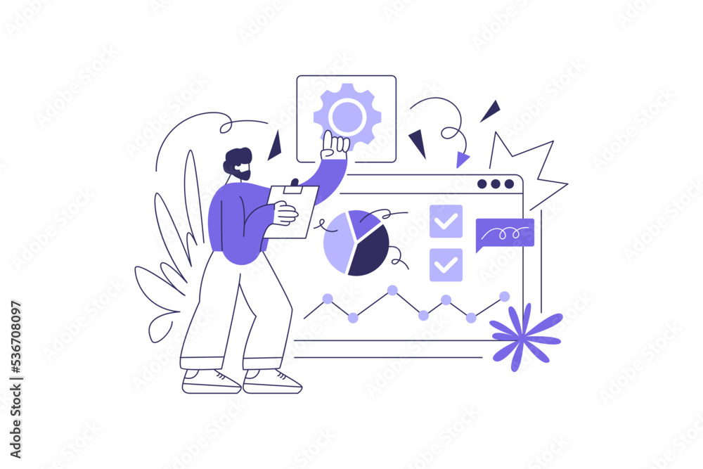 Poster flat vector design statistical and data analysis for business finance investment concept. flat vecto