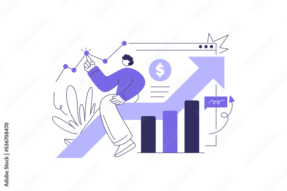 Poster flat vector design statistical and data analysis for business finance investment concept. flat vecto