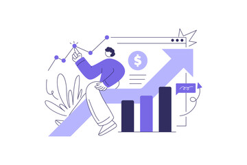 Flat vector design statistical and Data analysis for business finance investment concept. Flat vector illustration isolated on white background
