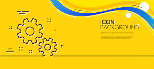 Work line icon. Abstract yellow background. Business management sign. Cogwheel or gear symbol. Minimal work line icon. Wave banner concept. Vector