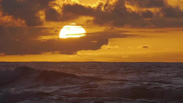 500% accelerated golden sunset in the Mediterranea Sea. 