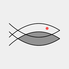 Two fish line logo, sea products outline icon