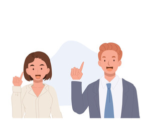 businessman and Businesswoman are explaining points. Vector illustration.