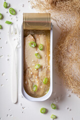 Tasty and healthy herring in sea salt water.