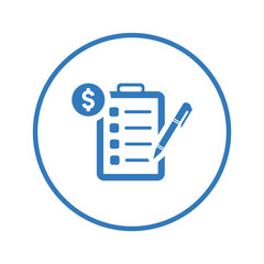 Budget Plan icon. Blue color design.