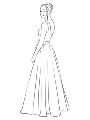 Fototapeta premium bride in a dress cartoon illustration